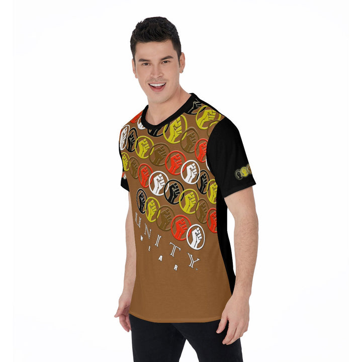 Unity Wear Brown on Black All-Over Print Men's O-Neck T-Shirt