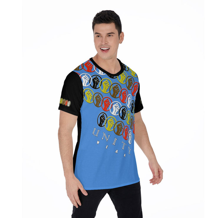 Unity Wear Blue on Black All-Over Print Men's O-Neck T-Shirt