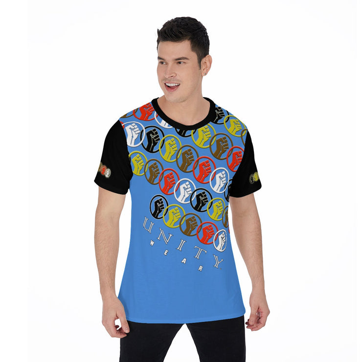 Unity Wear Blue on Black All-Over Print Men's O-Neck T-Shirt