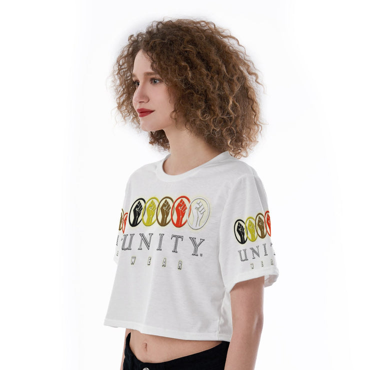 MyVoiceMyVote.Net© Unity Wear All-White Print Cropped T-Shirt