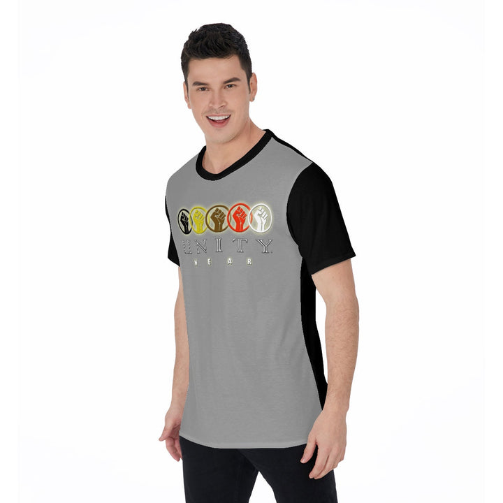 Unity Wear Horizontal Grey Front with Black Back and Short Sleeve Print Men's O-Neck T-Shirt