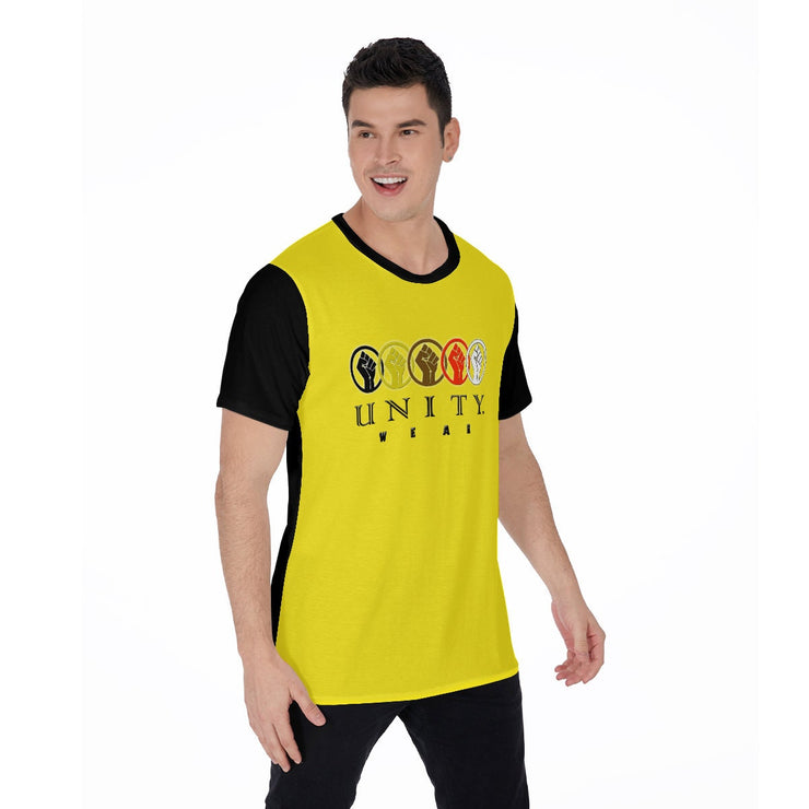 Unity Wear Horizontal Yellow Front with Black Back and Short Sleeve Print Men's O-Neck T-Shirt