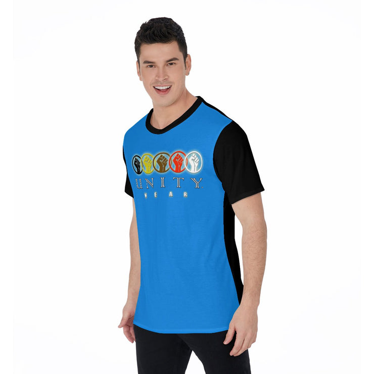 Unity Wear Horizontal Blue Front with Black Back and Short Sleeve Print Men's O-Neck T-Shirt