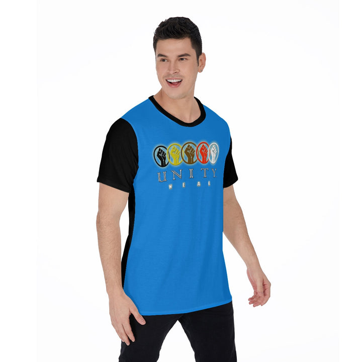Unity Wear Horizontal Blue Front with Black Back and Short Sleeve Print Men's O-Neck T-Shirt
