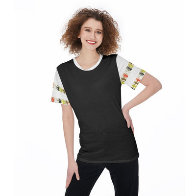 Unity Wear Subtle Women's Black O-Neck T-Shirt with White Sleeves