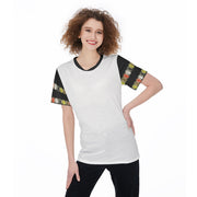 Unity Wear Subtle Women's White O-Neck T-Shirt with Black Sleeves and Collar