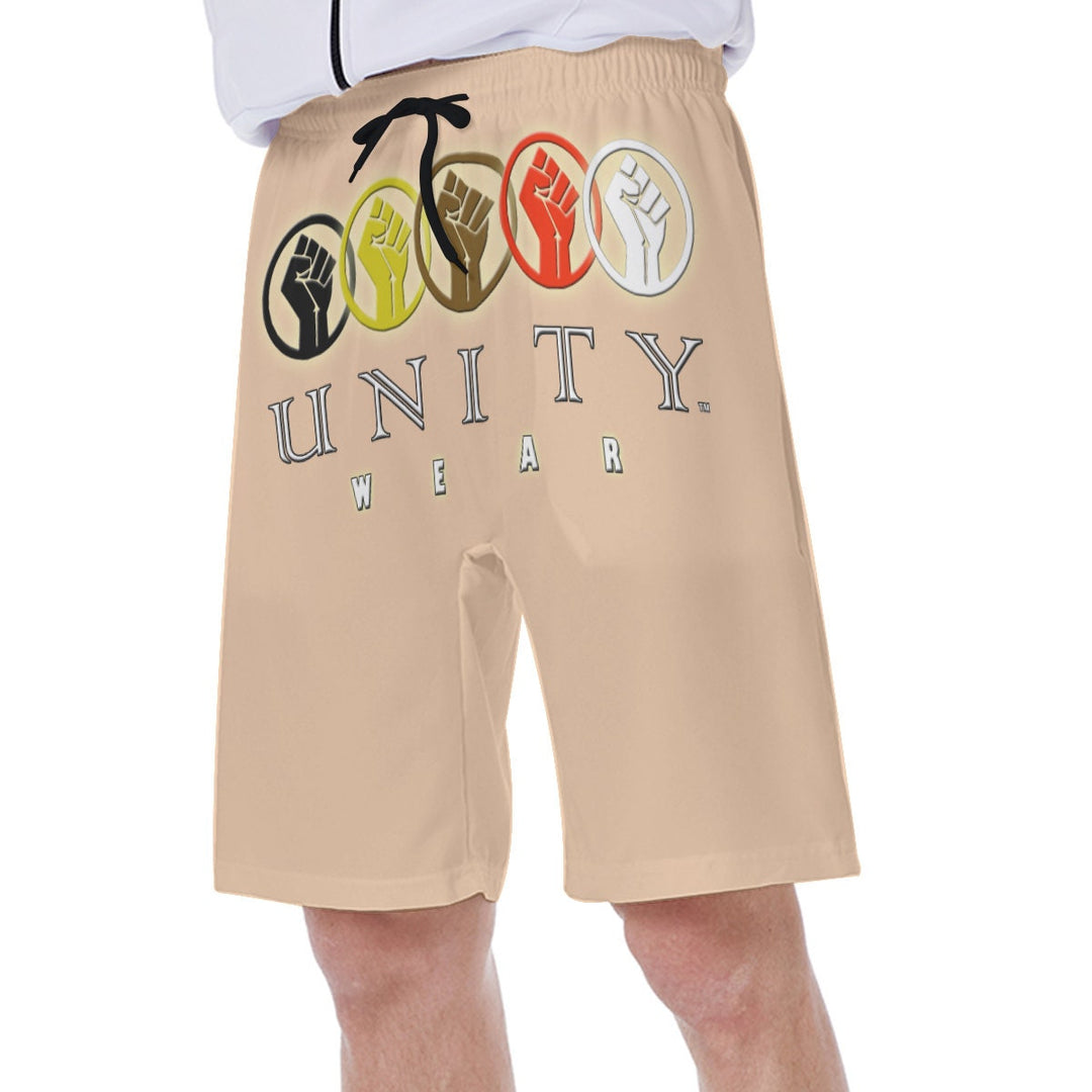 Unity Wear Full Print Men's Beige Beach Shorts