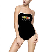 Unity Wear Women's Horizonal Print Black One-Piece Swimsuit
