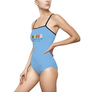 Unity Wear Women's Horizonal Print Sky-Blue One-Piece Swimsuit