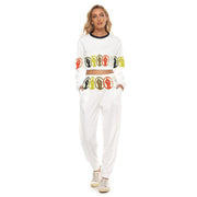 Unity Wear Full Print Women's All White Crop Top Sweatshirt Suit