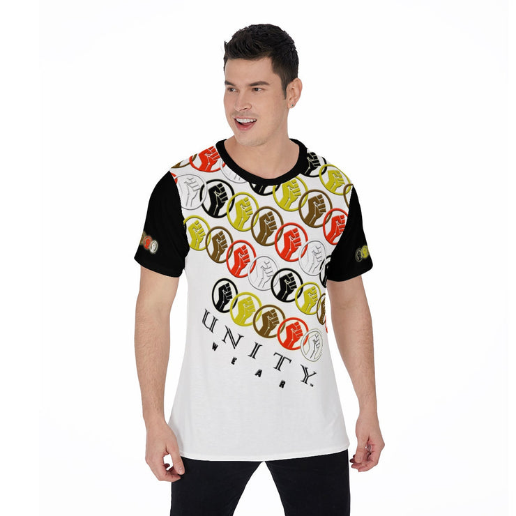 Unity Wear White on Black All-Over Print Men's O-Neck T-Shirt