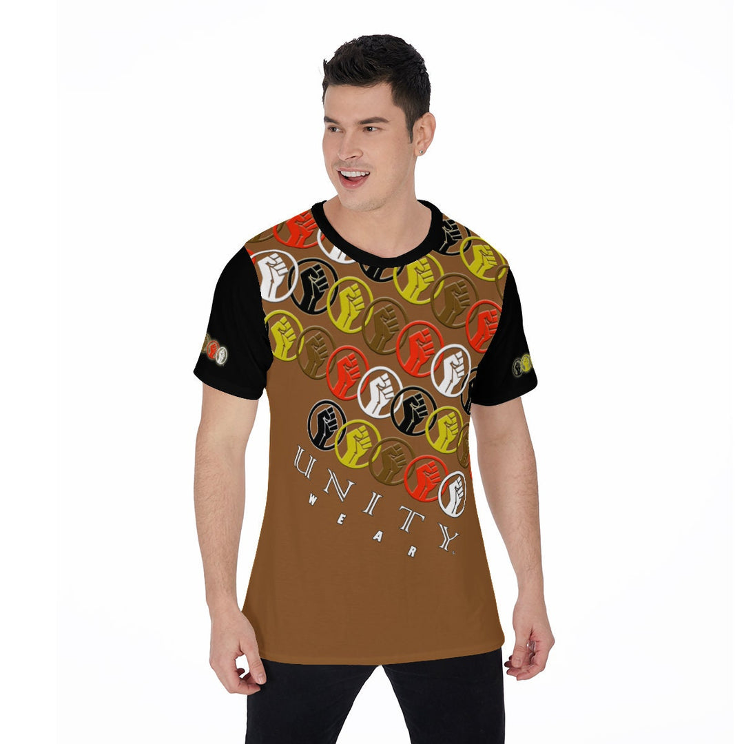 Unity Wear Brown on Black All-Over Print Men's O-Neck T-Shirt