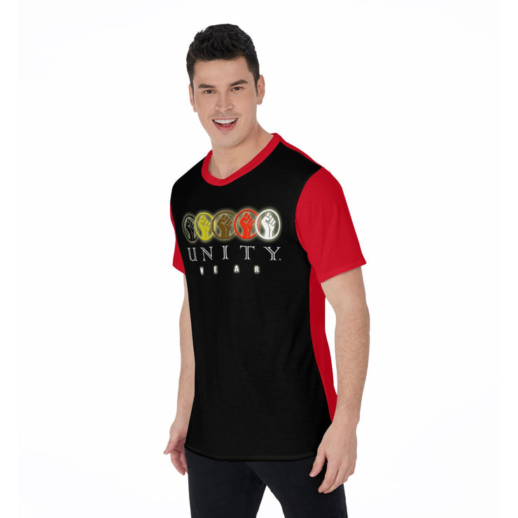 Unity Wear Horizontal Black Font with Red Back and Short Sleeve Print Men's O-Neck T-Shirt