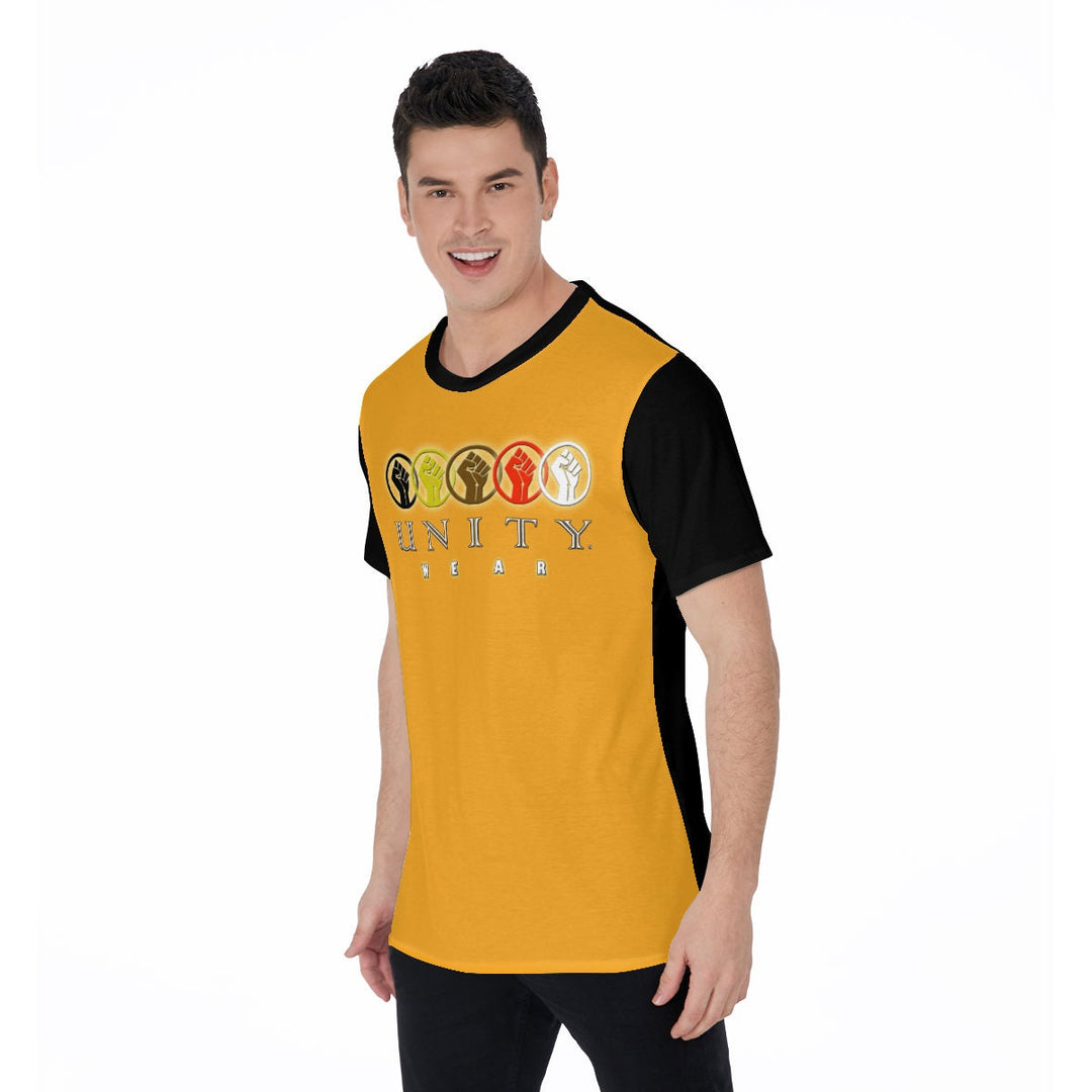 Unity Wear Horizontal Gold Front with Black Back and Short Sleeve Print Men's O-Neck T-Shirt