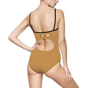 Unity Wear Women's Horizonal Print Light-Brown One-Piece Swimsuit