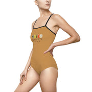 Unity Wear Women's Horizonal Print Light-Brown One-Piece Swimsuit