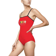 Unity Wear Women's Horizonal Print Red One-Piece Swimsuit
