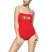 Unity Wear Women's Horizonal Print Red One-Piece Swimsuit