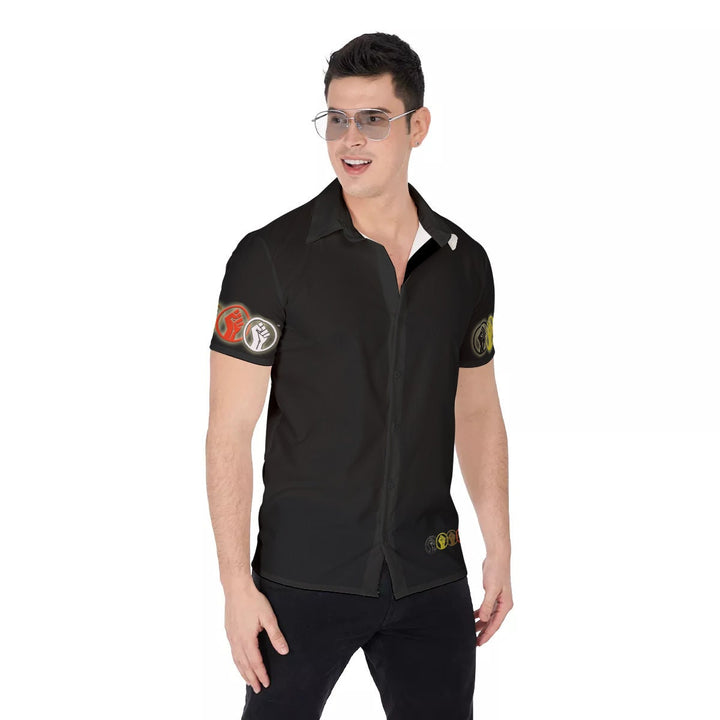 Unity Wear Black All-Over Print Short Sleeve Button-Up Men's Shirt