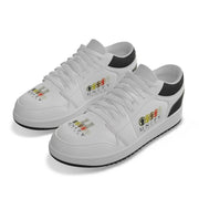 Unity 1's Men's White and Black Heel Synthetic Leather Stitching Low-Top Shoes