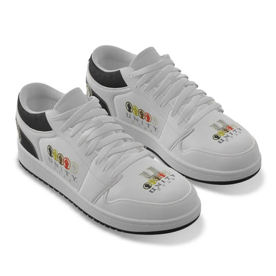 Unity 1's Men's White and Black Heel Synthetic Leather Stitching Low-Top Shoes