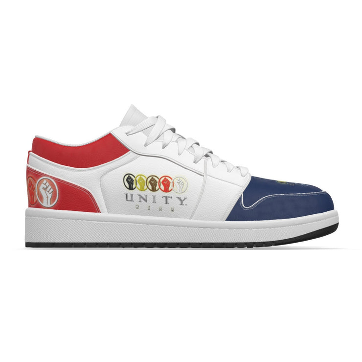 Unity 1's Men's USA Red, White and Blue Synthetic Leather Stitching Low-Top Shoes
