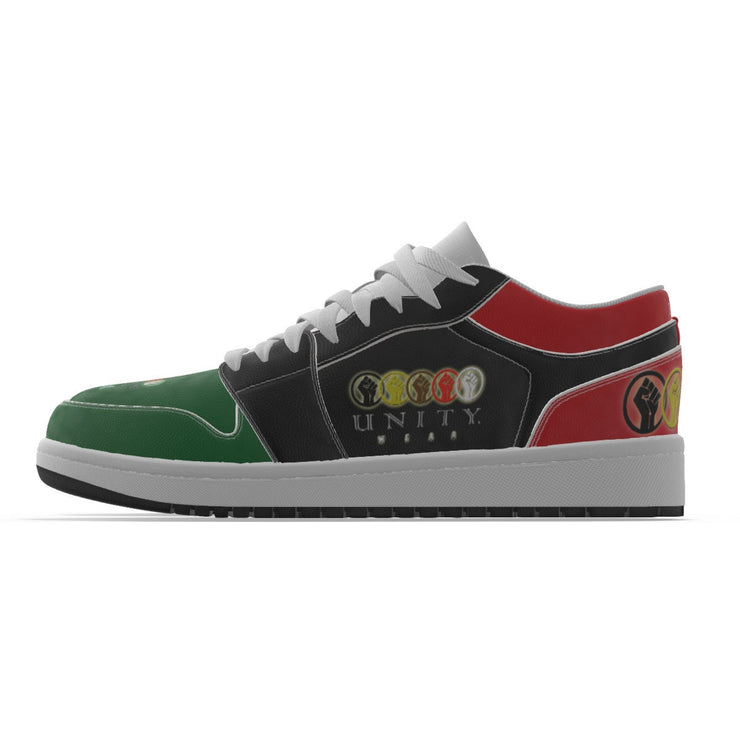 Unity 1's Men's BLM Red, Black and Green Leather Stitching Low-Top Shoes