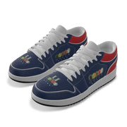 Unity 1's Men's Blue and Red Heel Synthetic Leather Stitching Low-Top Shoes