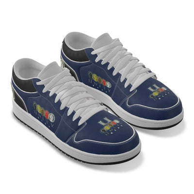 Unity 1's Men's Blue and Black Heel Synthetic Leather Stitching Low-Top Shoes