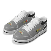 Unity 1's Men's Grey on Black Heel Leather Stitching Low-Top Shoes