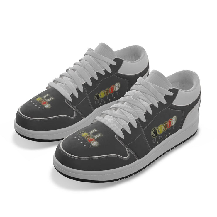 Unity 1's Men's Charcoal Grey on White Heel  Leather Stitching Low-Top Shoes
