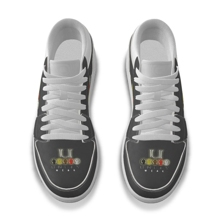 Unity 1's Men's Charcoal Grey on White Heel  Leather Stitching Low-Top Shoes