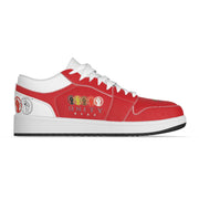 Unity 1's Men's Red on White Heel Leather Stitching Low-Top Shoes