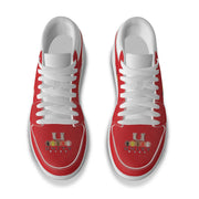 Unity 1's Men's Red on White Heel Leather Stitching Low-Top Shoes