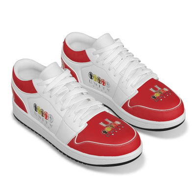 Unity 1's Men's Red Toes on White Leather Stitching Low-Top Shoes
