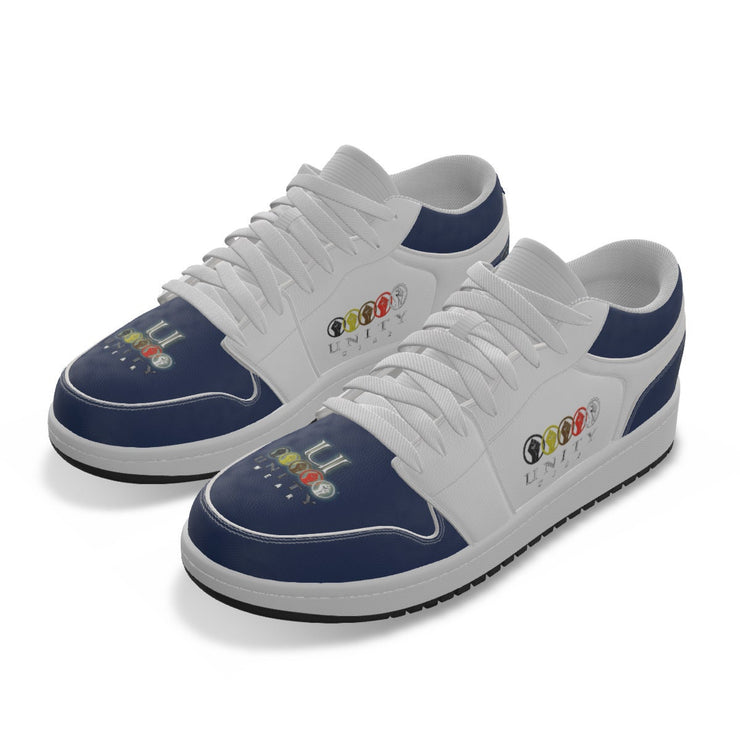 Unity 1's Blue Toe on White Men's Low State Leather Stitching Shoes