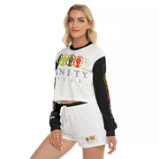 Unity Wear All-Over Print Women's White Short Sweatshirt and Pants Suit