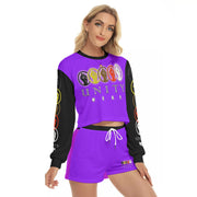Unity Wear All-Over Print Women's Hot Lavender Short Sweatshirt and Pants Suit