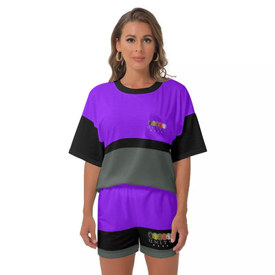 Unity Wear All-Over Print Women's Off-Shoulder Hot-Lavender T-shirt Shorts Suit