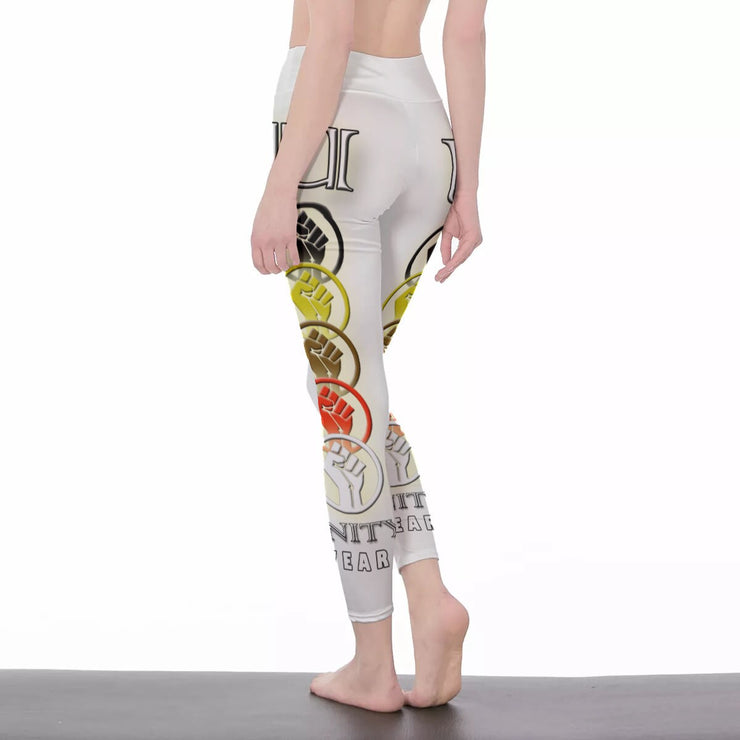 Unity Wear Glow All-Over Print White Women's High Waist Leggings | Back Stitch Closure