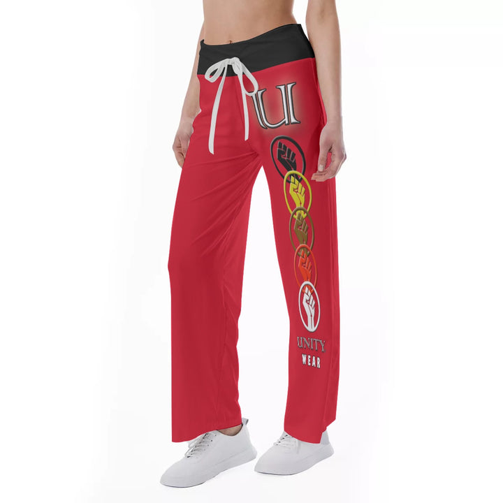 Unity Wear Red Women's High-Waisted Straight-Leg Trousers