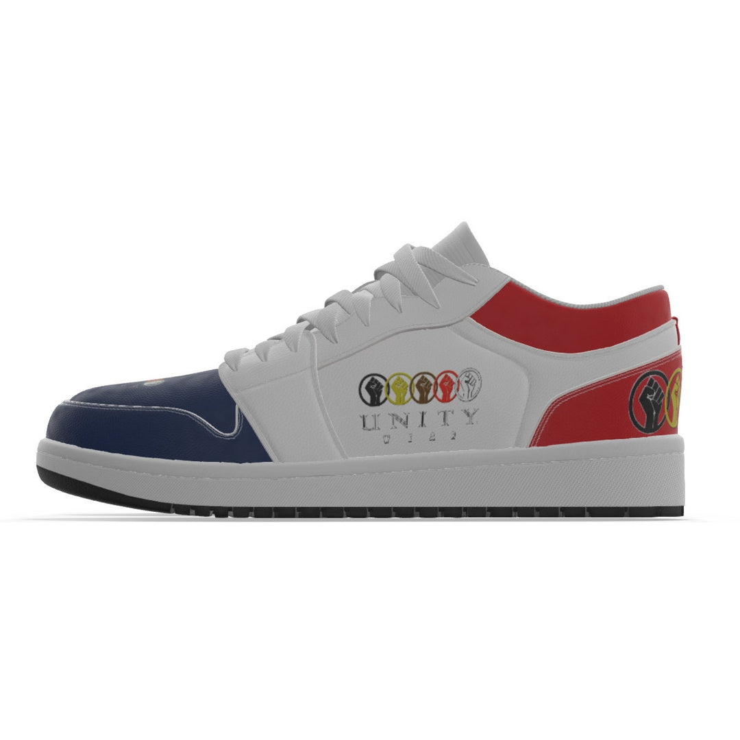 Unity 1's Men's Red, White and Blue Synthetic Leather Stitching Low-Top Shoes