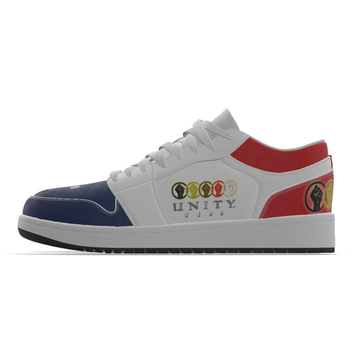 Unity 1's Men's USA Red, White and Blue Synthetic Leather Stitching Low-Top Shoes