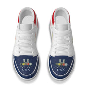 Unity 1's Men's USA Red, White and Blue Synthetic Leather Stitching Low-Top Shoes