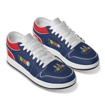 Unity 1's Men's Blue and Red Heel Synthetic Leather Stitching Low-Top Shoes