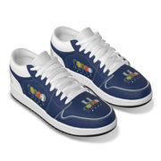 Unity 1's Men's Blue on White Heel Leather Stitching Low-Top Shoes