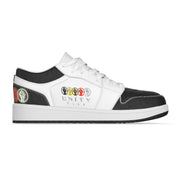 Unity 1's Black Toe on White Men's Leather Stitching Low-Top Shoes