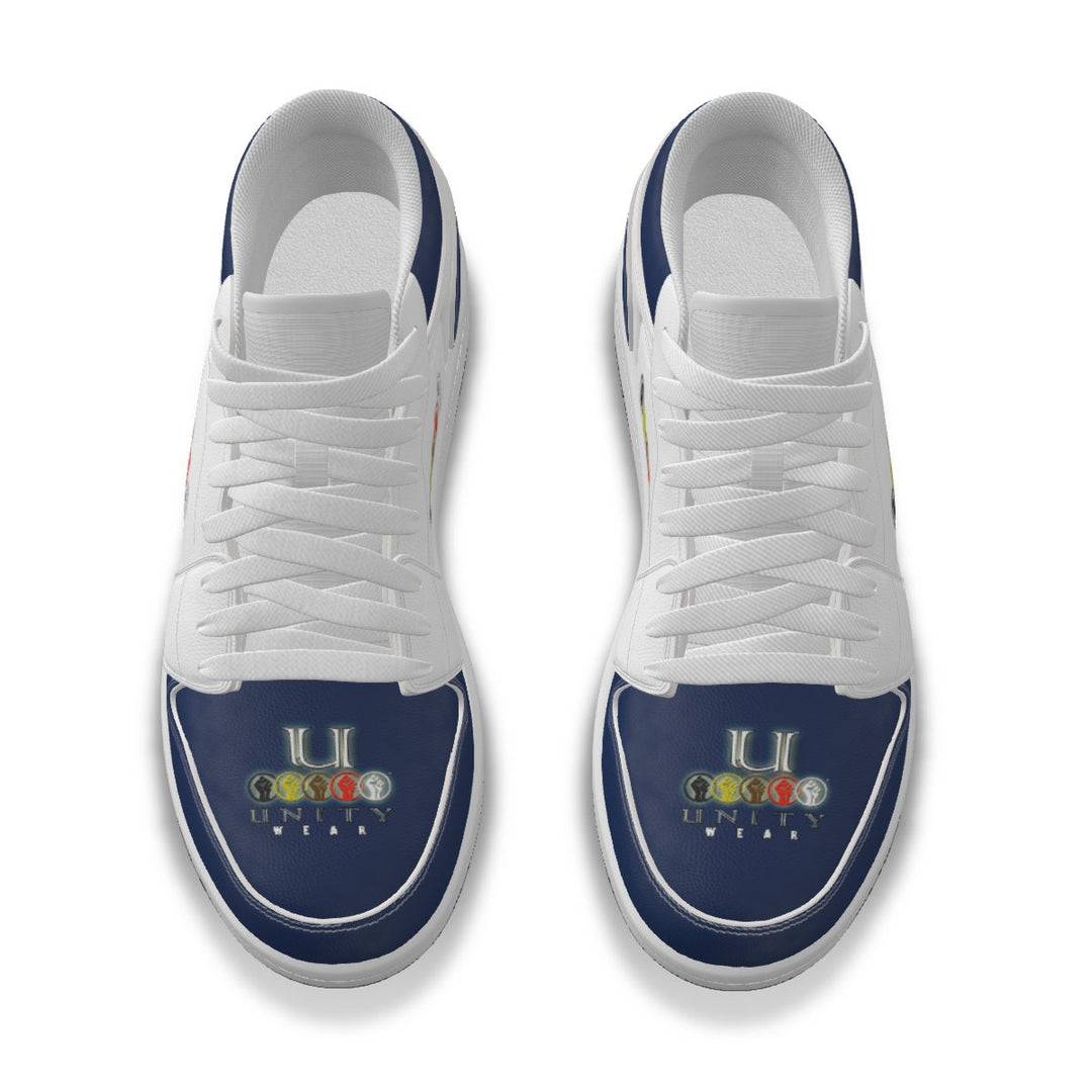 Unity 1's Blue Toe on White Men's Low State Leather Stitching Shoes