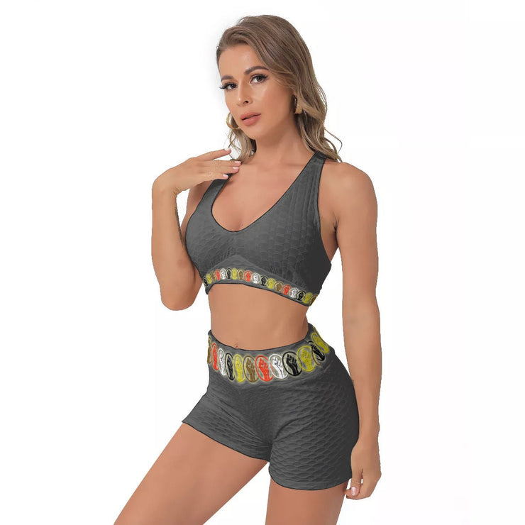 Unity Wear Charcoal Grey All-Over Print Women's Sports Bra Suit