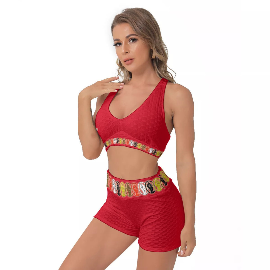 Unity Wear Red All-Over Print Women's Sports Bra Suit